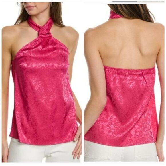 NWT Ronny Kobo Pink Satin Jacquard Claire Halter Top - Picture 9 of 9